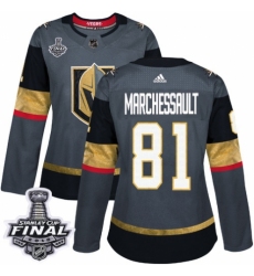Women's Adidas Vegas Golden Knights #81 Jonathan Marchessault Authentic Gray Home 2018 Stanley Cup Final NHL Jersey