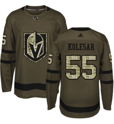 Men's Adidas Vegas Golden Knights #55 Keegan Kolesar Authentic Green Salute to Service NHL Jersey