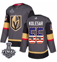 Youth Adidas Vegas Golden Knights #55 Keegan Kolesar Authentic Gray USA Flag Fashion 2018 Stanley Cup Final NHL Jersey