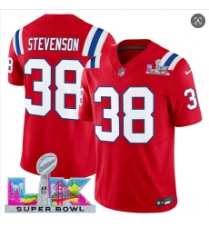 Men's New England Patriots #38 Rhamondre Stevenson Red 2025 F.U.S.E. Super Bowl LX Vapor Limited Football Stitched Jersey