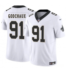 Men's New Orleans Saints #91 Davon Godchaux White 2025 F.U.S.E. Vapor Limited Football Stitched Jersey