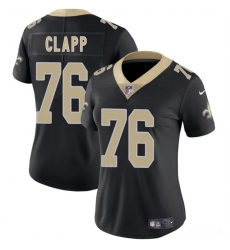Women's New Orleans Saints #76 Will Clapp Black 2025 Vapor Stitched Game Jersey(Run Small)