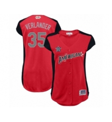 Women's Houston Astros #35 Justin Verlander Authentic Red American League 2019 Baseball All-Star Jersey