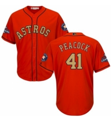 Men's Majestic Houston Astros #41 Brad Peacock Replica Orange Alternate 2018 Gold Program Cool Base MLB Jersey