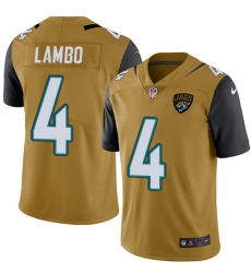 Men's Nike Jacksonville Jaguars #4 Josh Lambo Limited Gold Rush Vapor Untouchable NFL Jersey