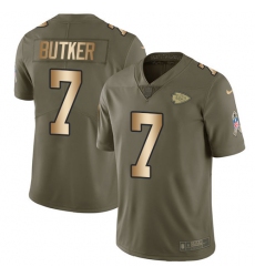 Youth Nike Kansas City Chiefs #7 Harrison Butker Limited Olive/Gold 2017 Salute to Service NFL Jersey