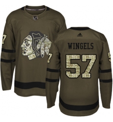 Men's Adidas Chicago Blackhawks #57 Tommy Wingels Authentic Green Salute to Service NHL Jersey