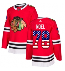 Men's Adidas Chicago Blackhawks #78 Nathan Noel Authentic Red USA Flag Fashion NHL Jersey
