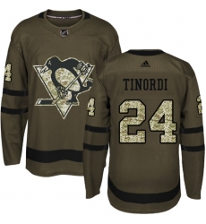 Men's Adidas Pittsburgh Penguins #24 Jarred Tinordi Authentic Green Salute to Service NHL Jersey