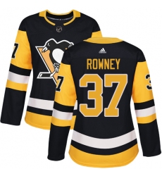 Women's Adidas Pittsburgh Penguins #37 Carter Rowney Authentic Black Home NHL Jersey