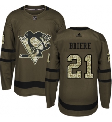 Youth Adidas Pittsburgh Penguins #21 Michel Briere Authentic Green Salute to Service NHL Jersey