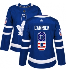 Women's Adidas Toronto Maple Leafs #8 Connor Carrick Authentic Royal Blue USA Flag Fashion NHL Jersey