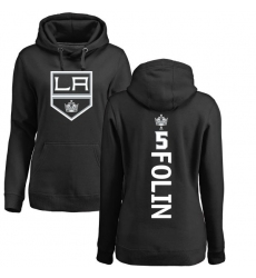 NHL Women's Adidas Los Angeles Kings #5 Christian Folin Black Backer Pullover Hoodie