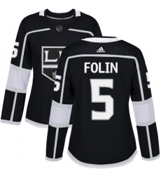 Women's Adidas Los Angeles Kings #5 Christian Folin Authentic Black Home NHL Jersey