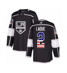 Men's Los Angeles Kings #2 Paul LaDue Authentic Black USA Flag Fashion Hockey Jersey