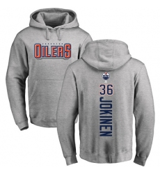 NHL Adidas Edmonton Oilers #36 Jussi Jokinen Ash Backer Pullover Hoodie
