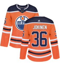 Women's Adidas Edmonton Oilers #36 Jussi Jokinen Authentic Orange Home NHL Jersey