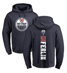 NHL Adidas Edmonton Oilers #51 Brian Ferlin Navy Blue Backer Pullover Hoodie