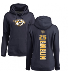 NHL Women's Adidas Nashville Predators #25 Alexei Emelin Navy Blue Backer Pullover Hoodie