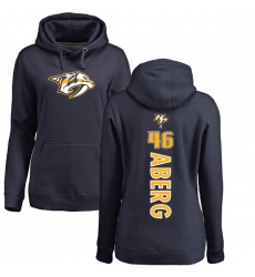 NHL Women's Adidas Nashville Predators #46 Pontus Aberg Navy Blue Backer Pullover Hoodie