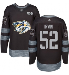 Men's Adidas Nashville Predators #52 Matt Irwin Authentic Black 1917-2017 100th Anniversary NHL Jersey
