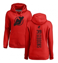 NHL Women's Adidas New Jersey Devils #39 Brian Gibbons Red One Color Backer Pullover Hoodie