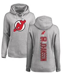 NHL Women's Adidas New Jersey Devils #90 Marcus Johansson Ash Backer Pullover Hoodie