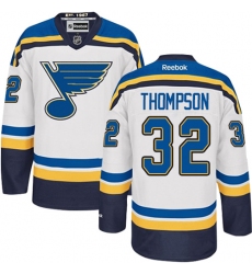 Youth Reebok St. Louis Blues #32 Tage Thompson Authentic White Away NHL Jersey