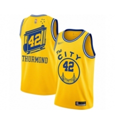 Youth Golden State Warriors #42 Nate Thurmond Swingman Gold Hardwood Classics Basketball Jersey - The City Classic Edition