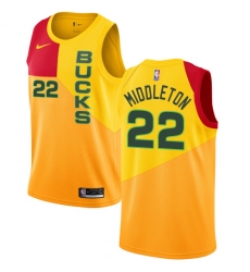 Women's Nike Milwaukee Bucks #22 Khris Middleton Swingman Yellow NBA Jersey - City Edition