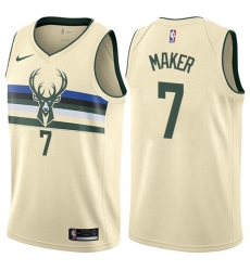 Men's Nike Milwaukee Bucks #7 Thon Maker Swingman Cream NBA Jersey - City Edition