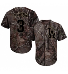 Men's Majestic Los Angeles Dodgers #3 Chris Taylor Authentic Camo Realtree Collection Flex Base MLB Jersey
