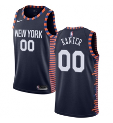 Men's Nike New York Knicks #00 Enes Kanter Swingman Navy Blue NBA Jersey - 2018 19 City Edition
