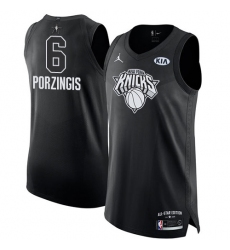 Men's Nike Jordan New York Knicks #6 Kristaps Porzingis Authentic Black 2018 All-Star Game NBA Jersey