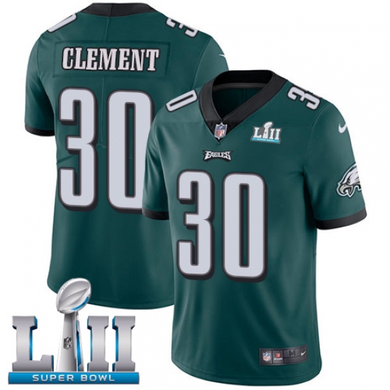 Men's Nike Philadelphia Eagles #30 Corey Clement Midnight Green Team Color Vapor Untouchable Limited Player Super Bowl LII NFL Jersey
