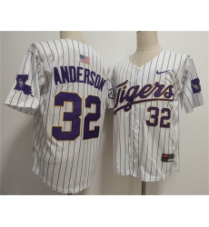 Men's LSU Tigers #32 Kade Anderson White 2025 Stitched Baseball Jersey