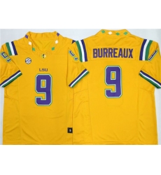 Men's LSU Tigers #9 Joe Burreaux Yellow 2026 F.U.S.E. Stitched Jersey