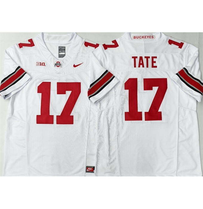 Men's Ohio State Buckeyes #17 Carnell Tate White 2025 F.U.S.E. Limited Stitched Jersey