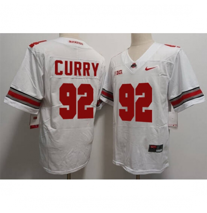 Men's Ohio State Buckeyes #92 Curry White Limited Stitched Football Jersey