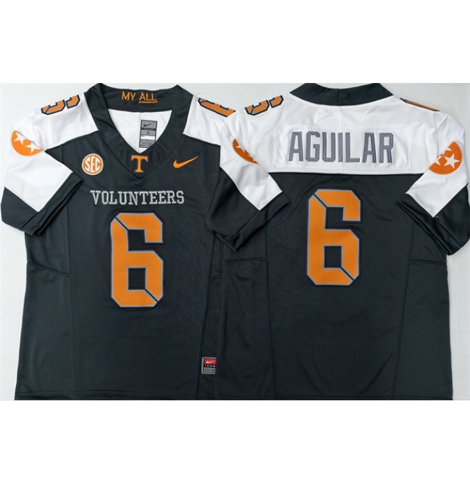 Men's Tennessee Volunteers #6 Joey Aguilar White Black 2025 F.U.S.E. Stitched Jersey