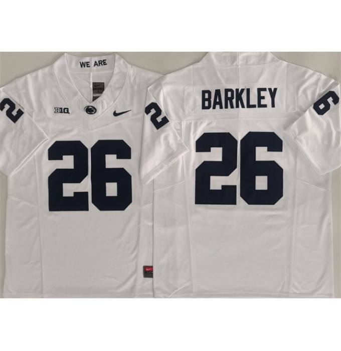 Men's Penn State Nittany Lions #26 Saquon Barkley White 2024 F.U.S.E. Stitched Jersey
