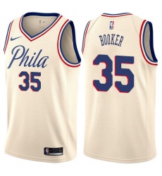 Men's Nike Philadelphia 76ers #35 Trevor Booker Swingman Cream NBA Jersey - City Edition