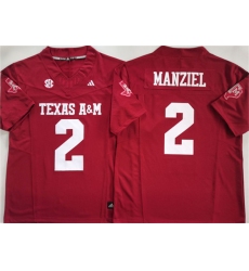 Men's Texas A&M Aggies Lions #2 Johnny Manziel Red 2025 F.U.S.E. Stitched Jersey