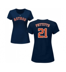 MLB Women's Nike Houston Astros #21 Andy Pettitte Navy Blue Name & Number T-Shirt