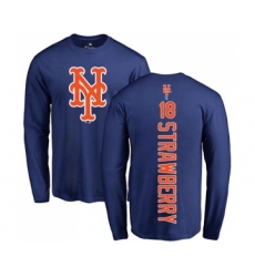 MLB Nike New York Mets #18 Darryl Strawberry Royal Blue Backer Long Sleeve T-Shirt