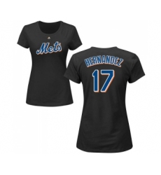 MLB Women's Nike New York Mets #17 Keith Hernandez Black Name & Number T-Shirt