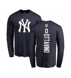 Baseball New York Yankees #0 Adam Ottavino Navy Blue Backer Long Sleeve T-Shirt