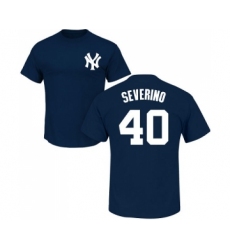 MLB Nike New York Yankees #40 Luis Severino Navy Blue Name & Number T-Shirt
