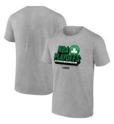 Men's Boston Celtics Heather Gray 2024 Playoffs Defensive Stance T-Shirt