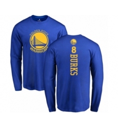 Basketball Golden State Warriors #8 Alec Burks Royal Blue Backer Long Sleeve T-Shirt